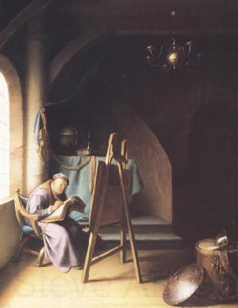 Gerrit Dou A Man writing in an Artist's Studio (mk33) Norge oil painting art